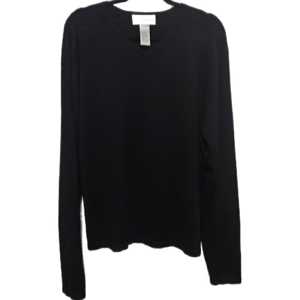 Croft‎ & Barrow Round Neck Long Sleeve Tee  Black Women's Size Large